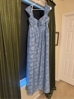 Blue foral bridesmaid dress